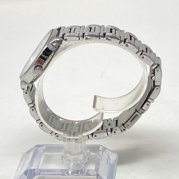 Anne Klein Diamond Watch Women 32mm Silver Tone Round New Battery 7.25" - Picture 5 of 14